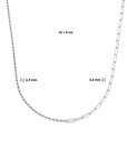 zilver gerhodineerd combi-collier koord en paperclip 3,5 mm 41 + 4 cm 1335644