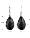 Zilver Gerhodineerd Oorhangers Onyx Franse Haak 1335825