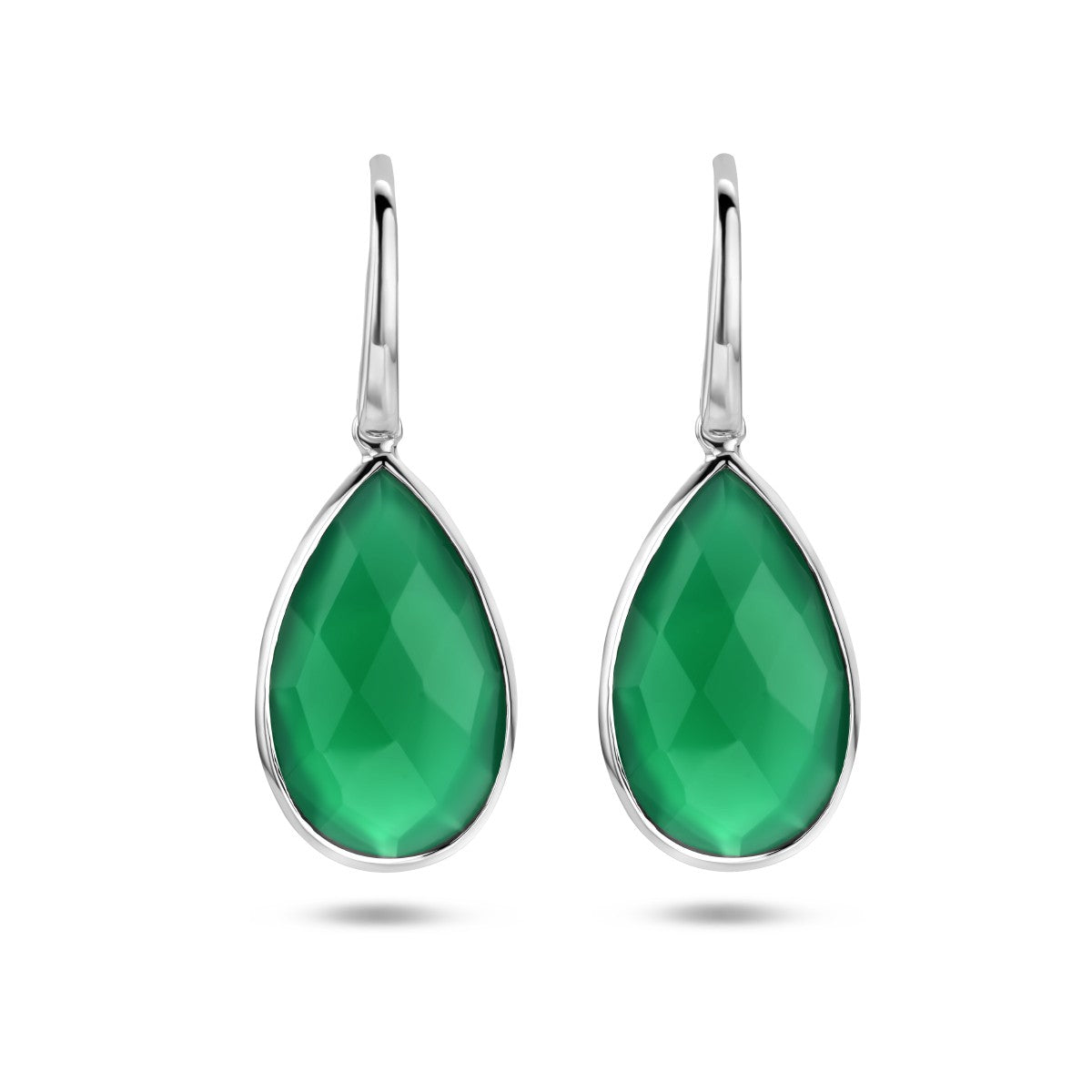 Zilver Gerhodineerd Oorhangers Groen Kwarts Franse Haak 1335828