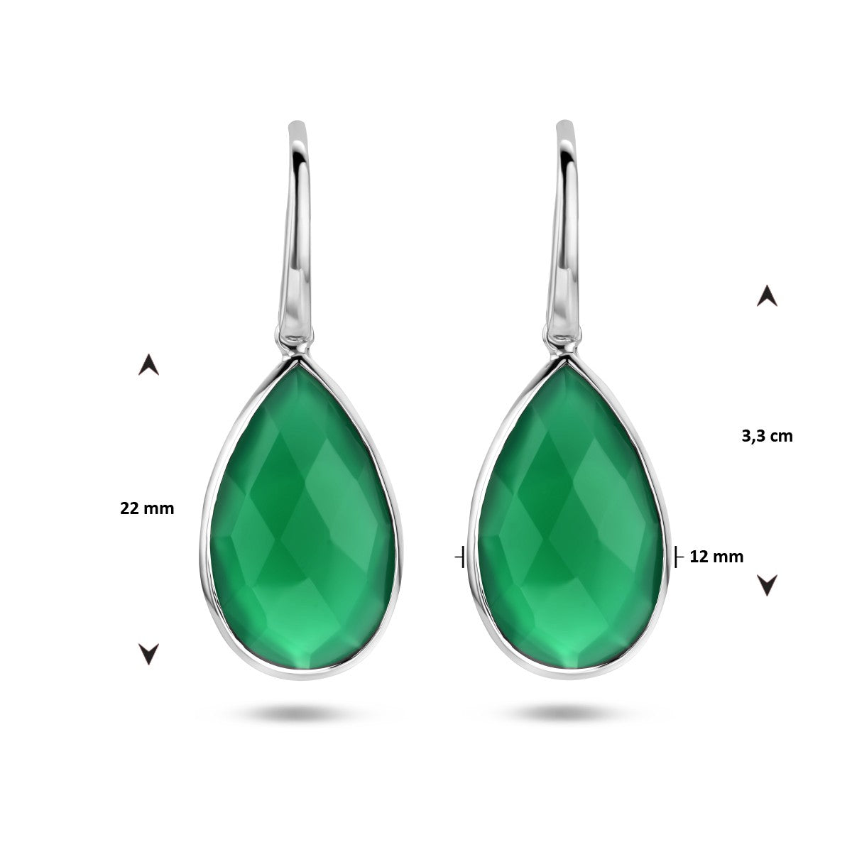 Zilver Gerhodineerd Oorhangers Groen Kwarts Franse Haak 1335828