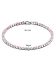 Zilver Gerhodineerd Tennisarmband Roze Zirkonia 2,8 Mm 16 + 3 Cm 1335835