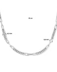 zilver gerhodineerd combi-collier gourmette en paperclip ronde buis 6,8 mm 45 cm 1335894