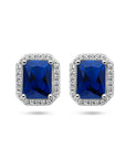 Zilver Gerhodineerd Oorknoppen Blauw En Wit Zirkonia Halo 1336059