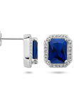 Zilver Gerhodineerd Oorknoppen Blauw En Wit Zirkonia Halo 1336059