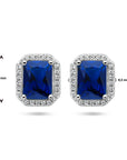 Zilver Gerhodineerd Oorknoppen Blauw En Wit Zirkonia Halo 1336059