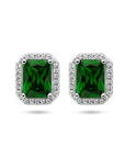 Zilver Gerhodineerd Oorknoppen Groen En Wit Zirkonia Halo 1336060