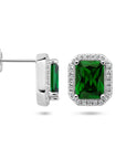 Zilver Gerhodineerd Oorknoppen Groen En Wit Zirkonia Halo 1336060