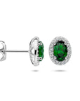 Zilver Gerhodineerd Oorknoppen Groen En Wit Zirkonia Halo 1336149