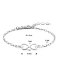 Zilveren armband Infinity Symbool Gerhodineerd 16 + 3 cm - Subtiele Schakel 2mm - 1336397