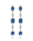 Zilver Gerhodineerd Oorhangers Wit En Blauw Saffier Zirkonia 1336606