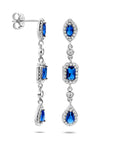 Zilver Gerhodineerd Oorhangers Wit En Blauw Saffier Zirkonia 1336606