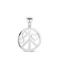 zilver gerhodineerd hanger cirkel hart, peace en infinity 1336627