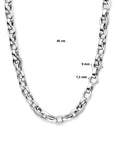 zilver gerhodineerd collier jasseron ovaal zirkonia 7,5 mm 45 cm 1336689