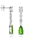 Zilver Gerhodineerd Oorhangers Wit En Groen Zirkonia 1336708