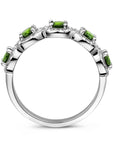 Gerhodineerd Zilver Ring Groen En Wit Met Zirkonia Halo 1336739