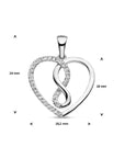 zilver gerhodineerd hanger hart en infinity zirkonia 1336757