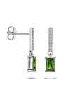 Zilver Gerhodineerd Oorhangers Groen En Wit Zirkonia 1336796