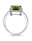 Gerhodineerd Zilver Ring Groen En Wit Met Zirkonia Halo 1336817