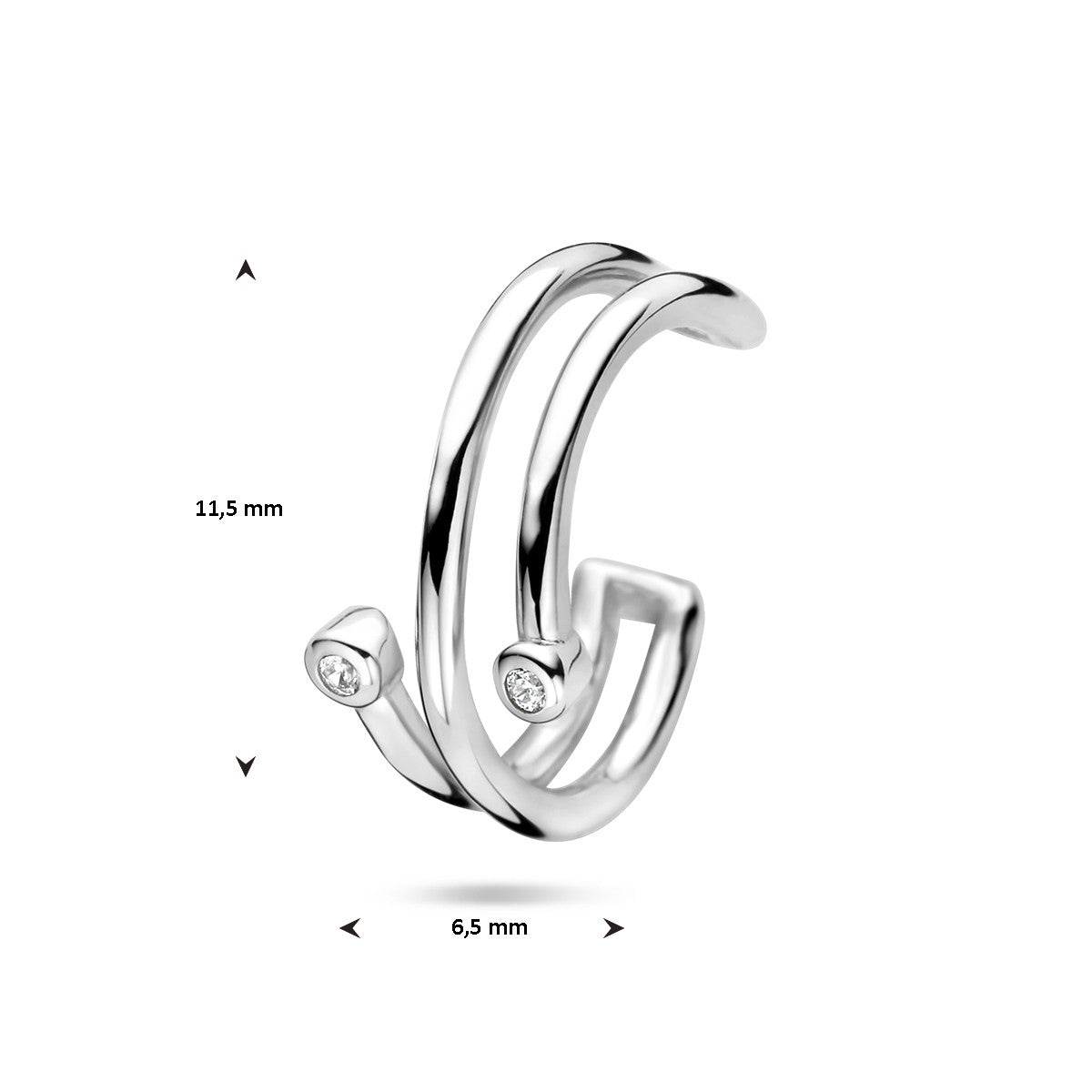 Zilver Gerhodineerd Earcuff Zirkonia 1336897