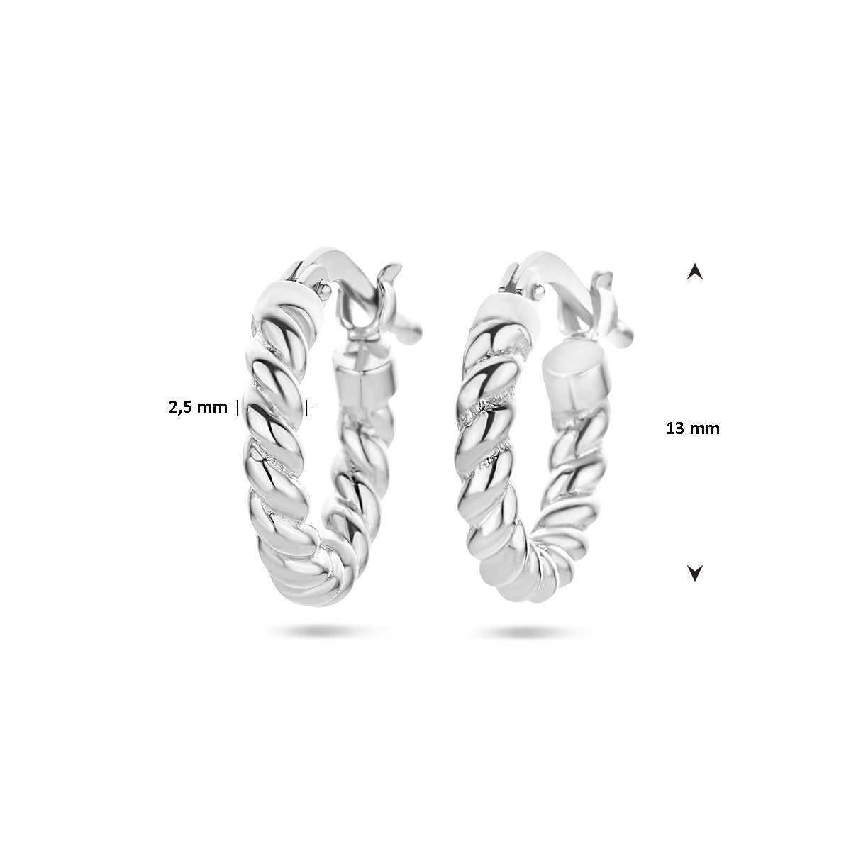 Zilver Gerhodineerd Oorringen Gedraaide Buis 1336924