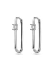 Zilver Gerhodineerd Klapoorringen Paperclip Zirkonia 1338447