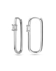 Zilver Gerhodineerd Klapoorringen Paperclip Zirkonia 1338447