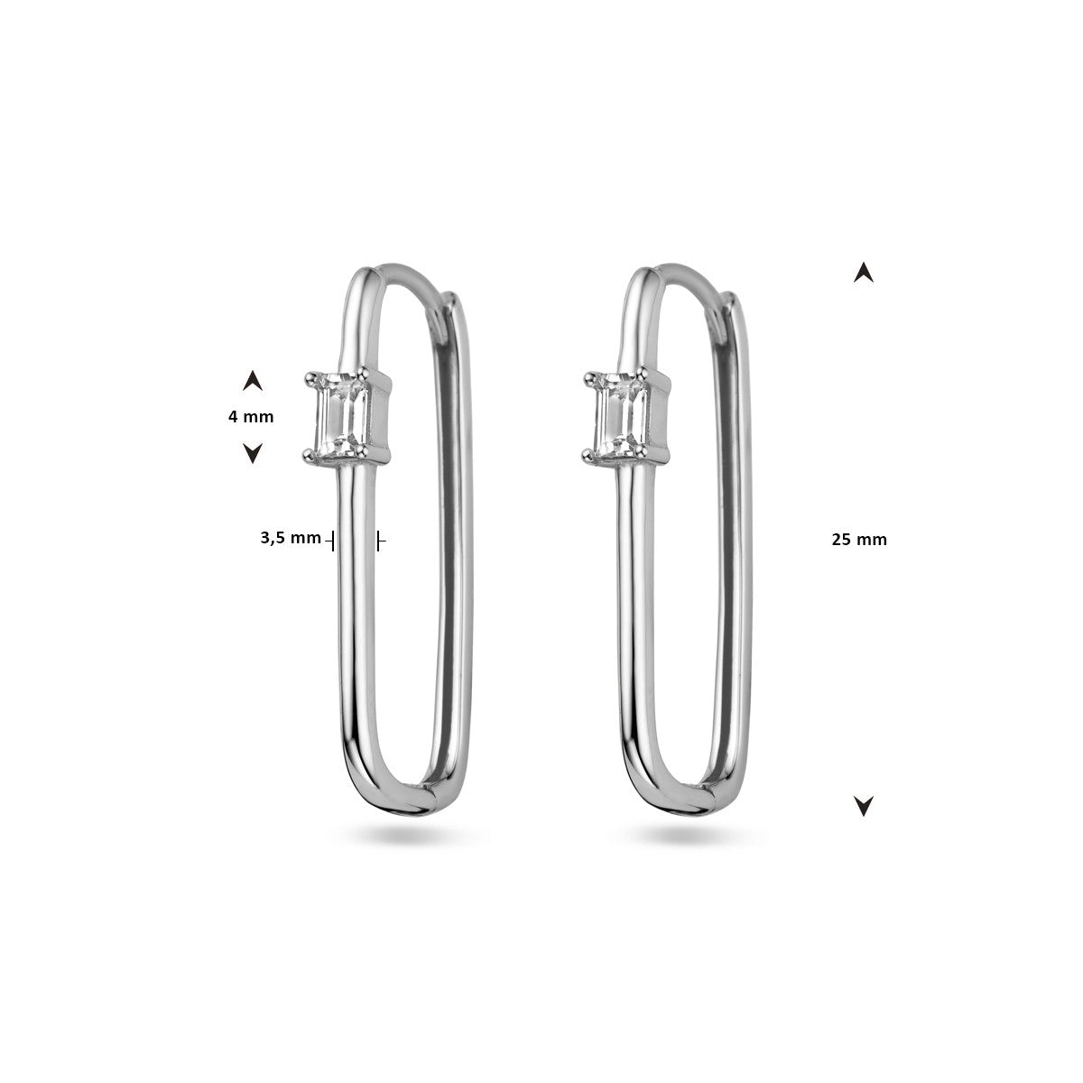 Zilver Gerhodineerd Klapoorringen Paperclip Zirkonia 1338447