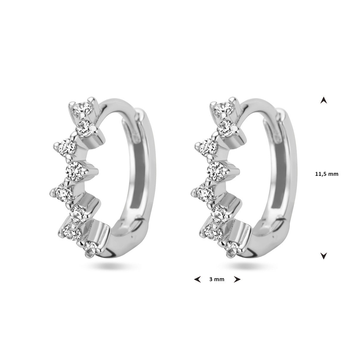 Zilver Gerhodineerd Klapoorringen Zirkonia 1338453