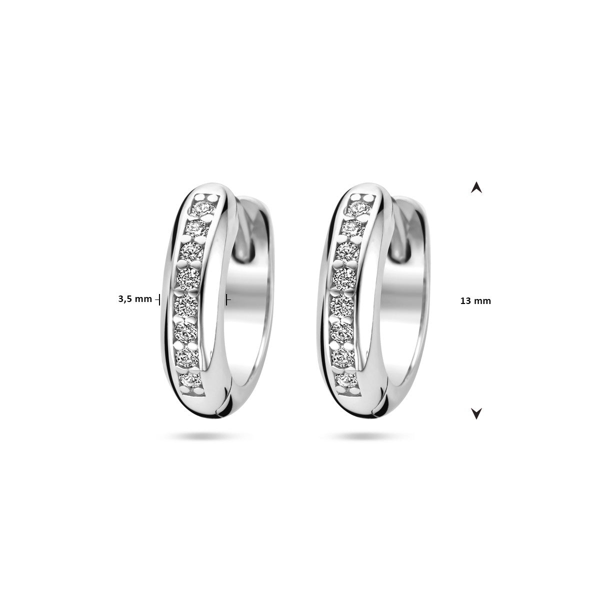 Zilver Gerhodineerd Klapoorringen Zirkonia 1338508