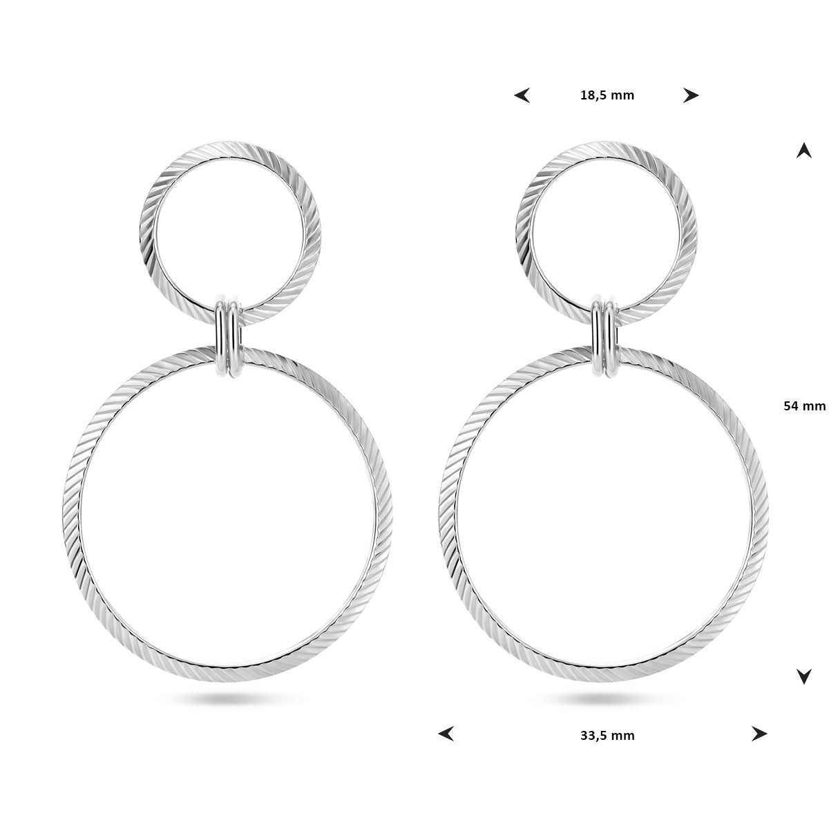 Zilver Gerhodineerd Oorhangers Cirkels Gediamanteerd 1338552