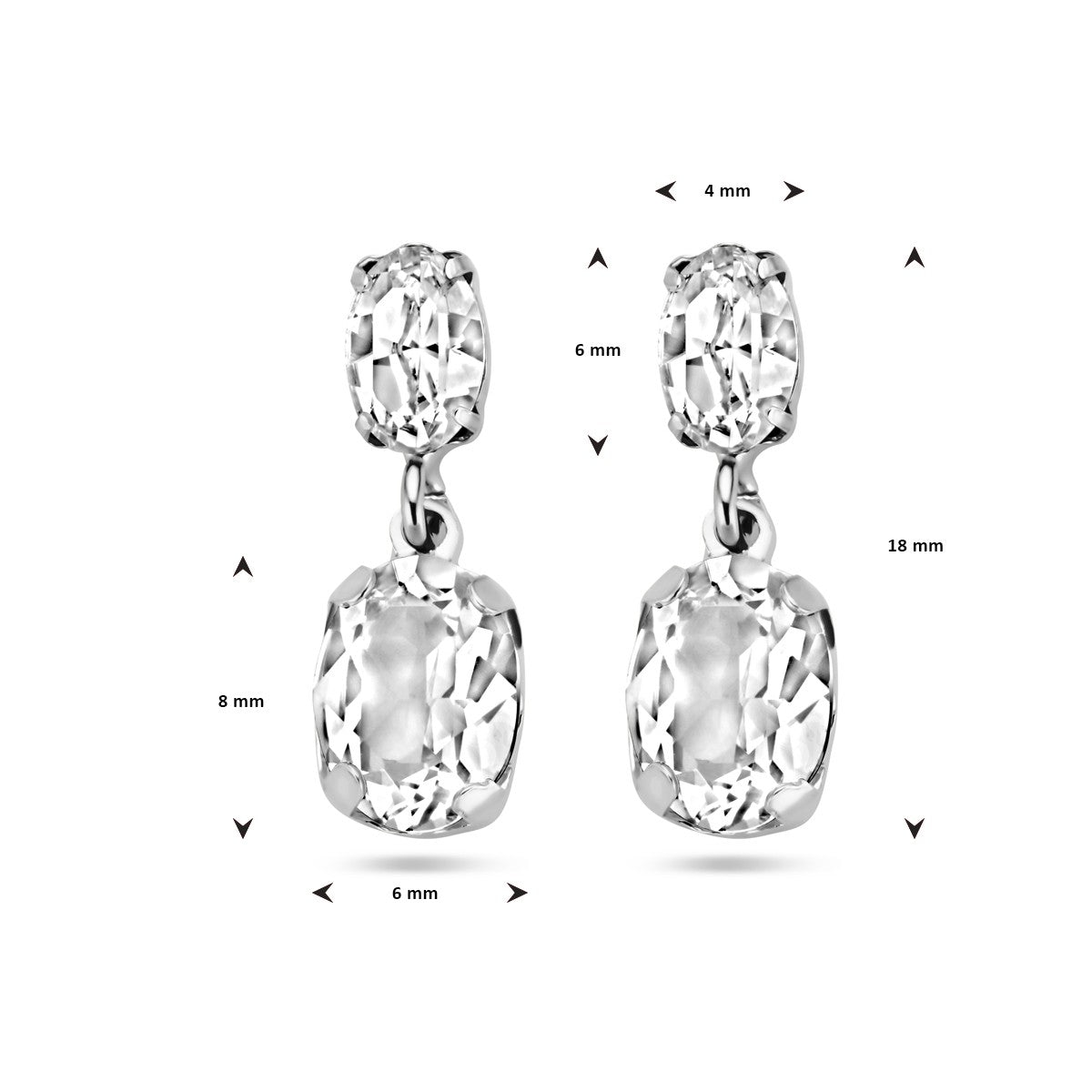 Zilver Gerhodineerd Oorhangers Swarovski 1338676