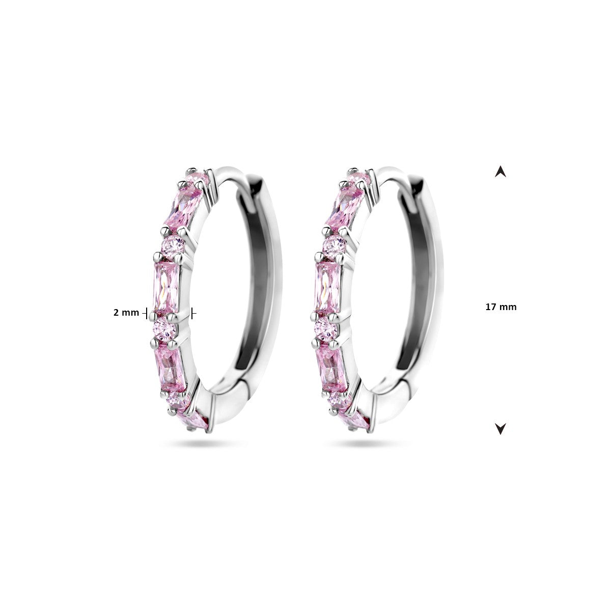 Zilver Gerhodineerd Klapoorringen Roze Zirkonia 1338727