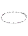 Zilver Gerhodineerd Armband Bolletjes Roze Emaille 13 + 3 Cm 1338760