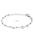 Zilver Gerhodineerd Armband Bolletjes Roze Emaille 13 + 3 Cm 1338760