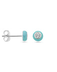 Zilver Gerhodineerd Oorknoppen Turquoise Emaille En Zirkonia 1338938