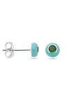 Zilver Gerhodineerd Oorknoppen Turquoise Emaille En Groen Zirkonia 1338939