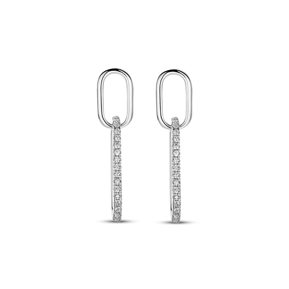 Zilver Gerhodineerd Oorhangers Zirkonia 24 Mm 1338995