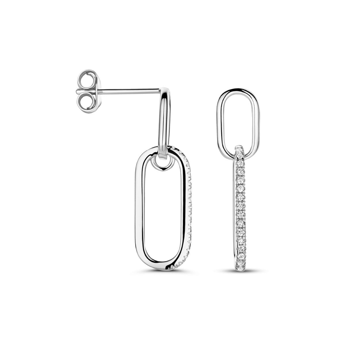 Zilver Gerhodineerd Oorhangers Zirkonia 24 Mm 1338995