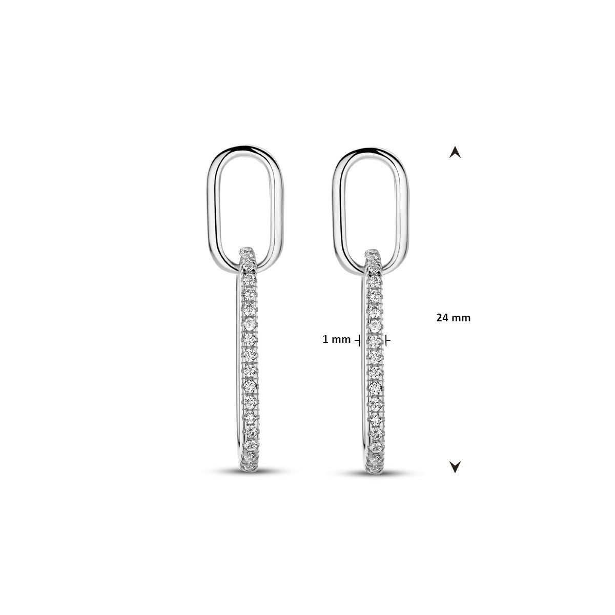 Zilver Gerhodineerd Oorhangers Zirkonia 24 Mm 1338995