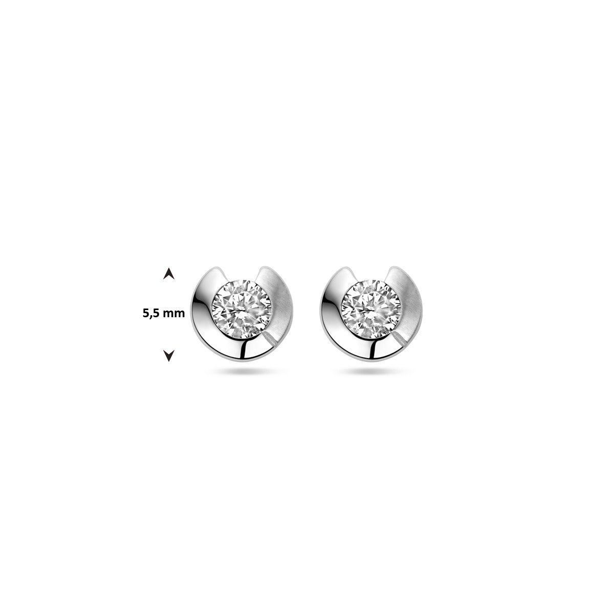 Zilver Gerhodineerd Oorknoppen Zirkonia 5.5 Mm 1339095