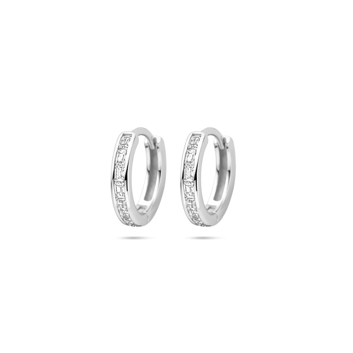 Zilver Gerhodineerd Klapoorringen Zirkonia 12 Mm 1339110