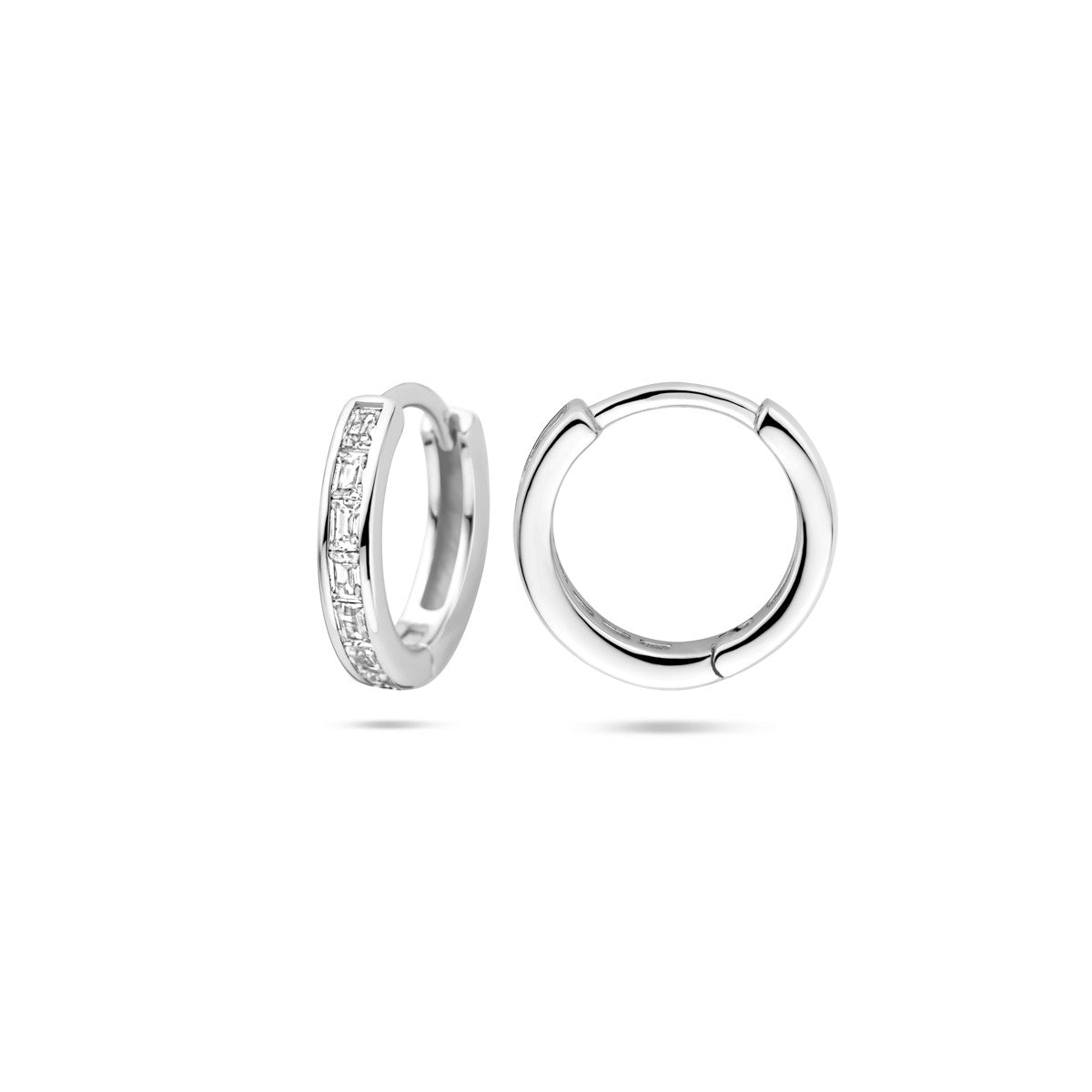 Zilver Gerhodineerd Klapoorringen Zirkonia 12 Mm 1339110