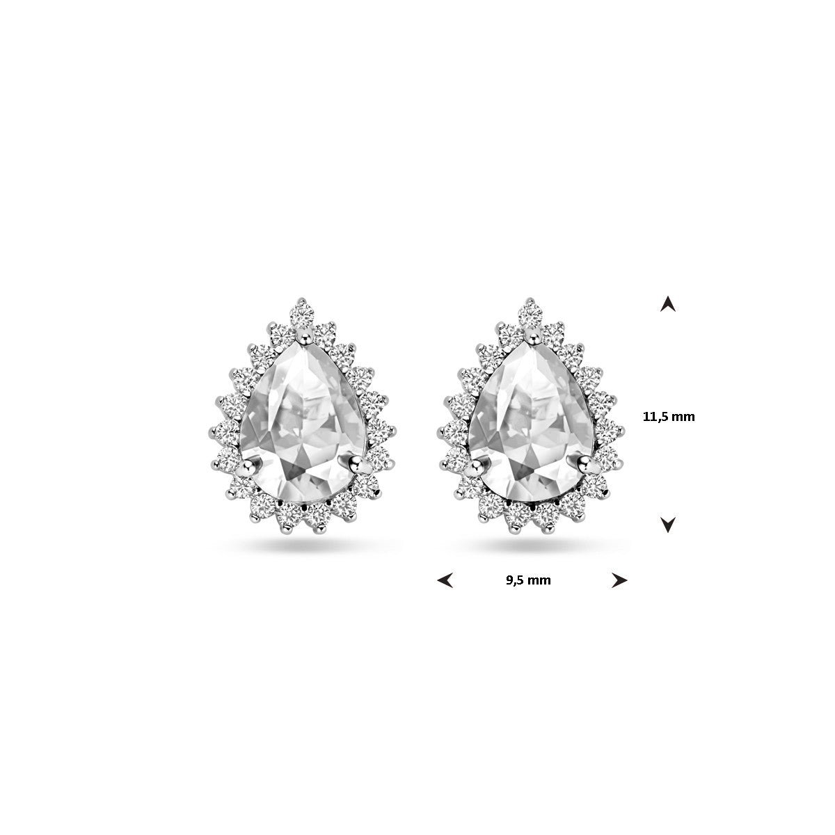 Zilver Gerhodineerd Oorknoppen Zirkonia Halo 11,5 mm 1339158