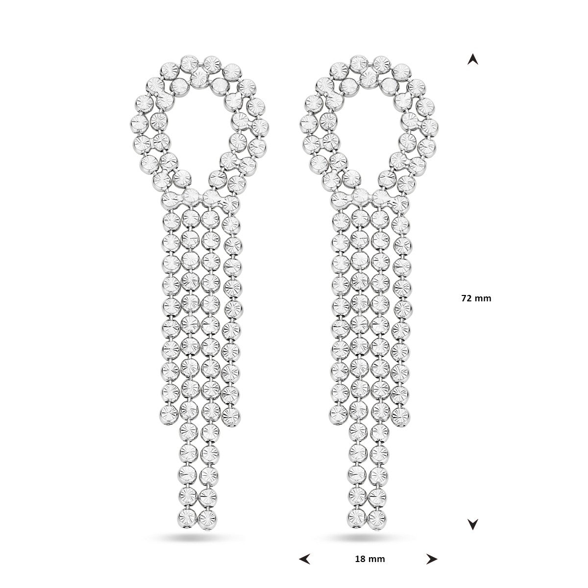 Zilver Gerhodineerd Oorhangers Gediamanteerd 72 Mm 1339263