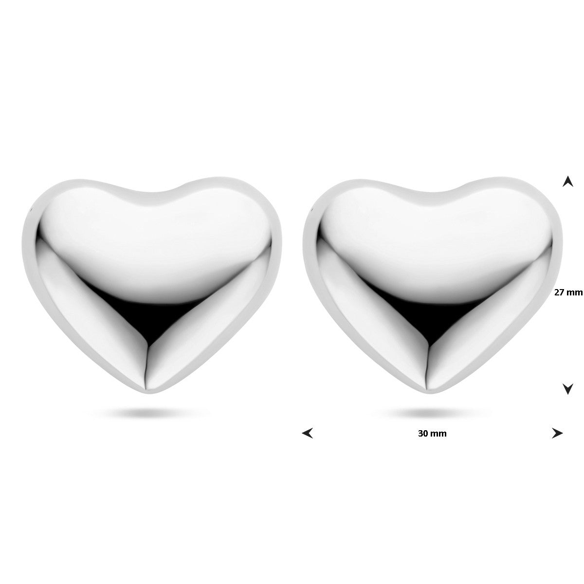 Zilver Gerhodineerd Oorknoppen Hartjes 27 mm 1339283