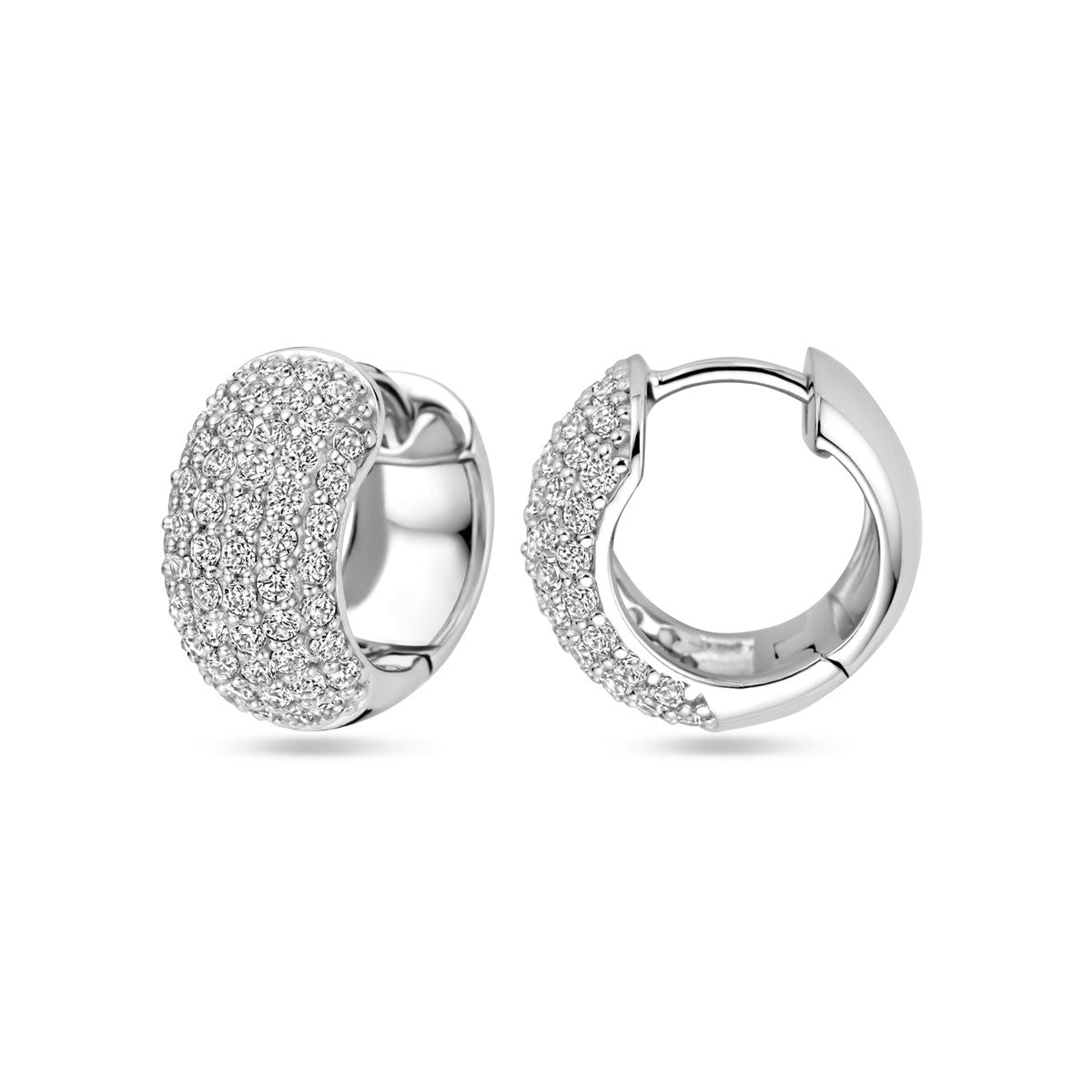 Zilver Gerhodineerd Klapoorringen Zirkonia 16 mm 1339469