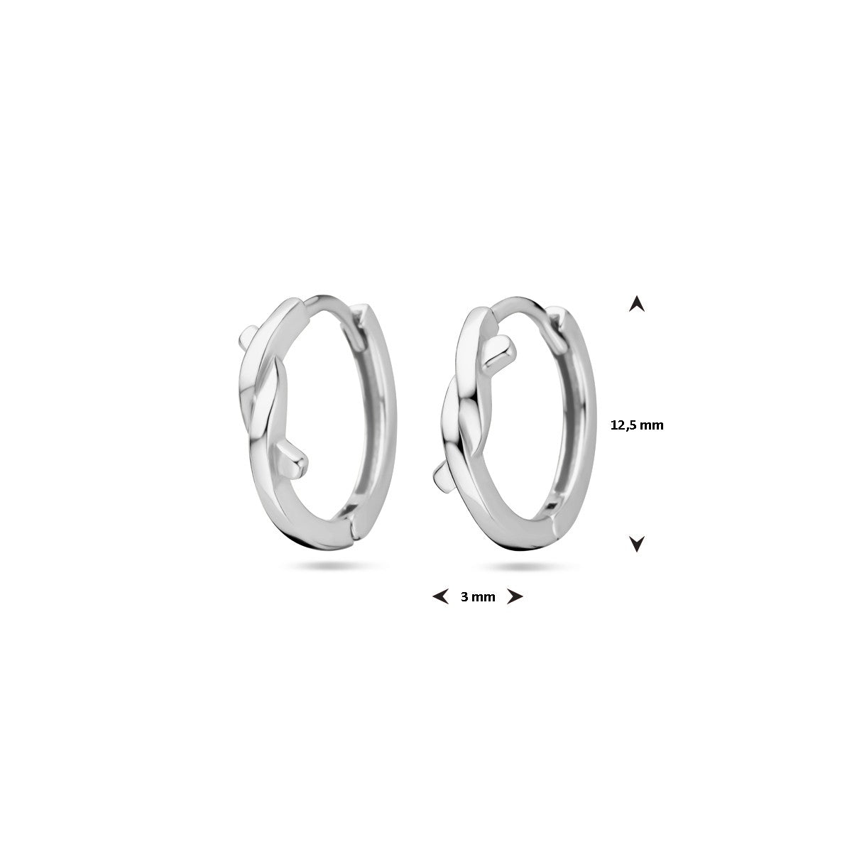 Zilver Gerhodineerd Klapoorringen 12,5 Mm 1339472