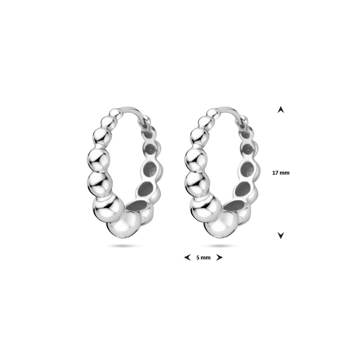 Zilver Gerhodineerd Klapoorringen 17 Mm 1339473