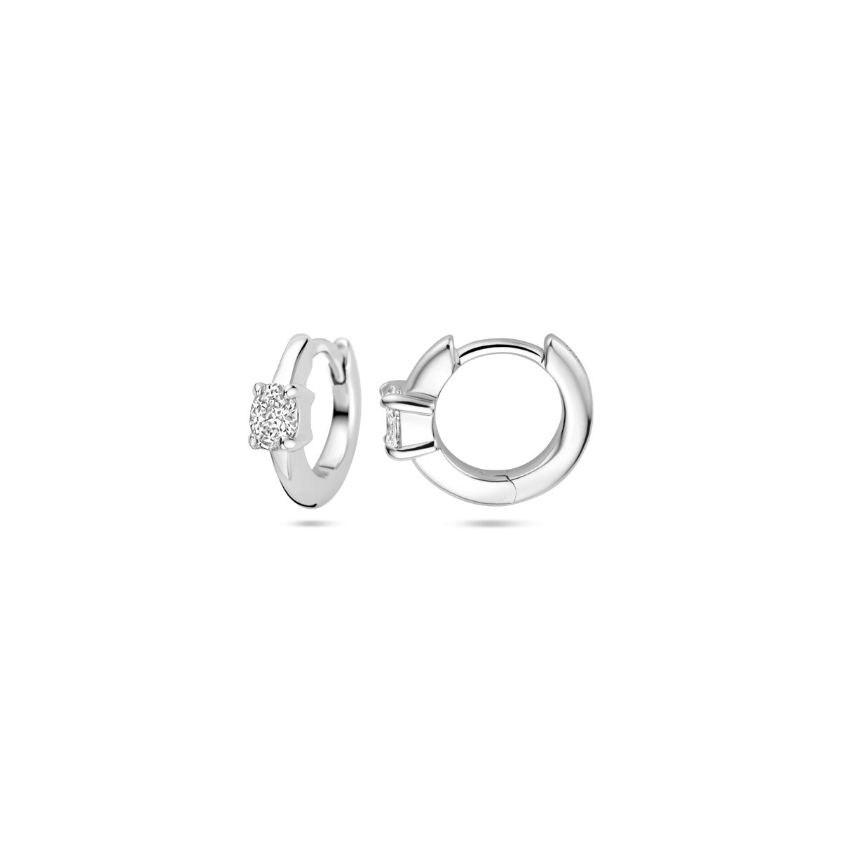 Zilver Gerhodineerd Klapoorringen Zirkonia 10 Mm 1339722