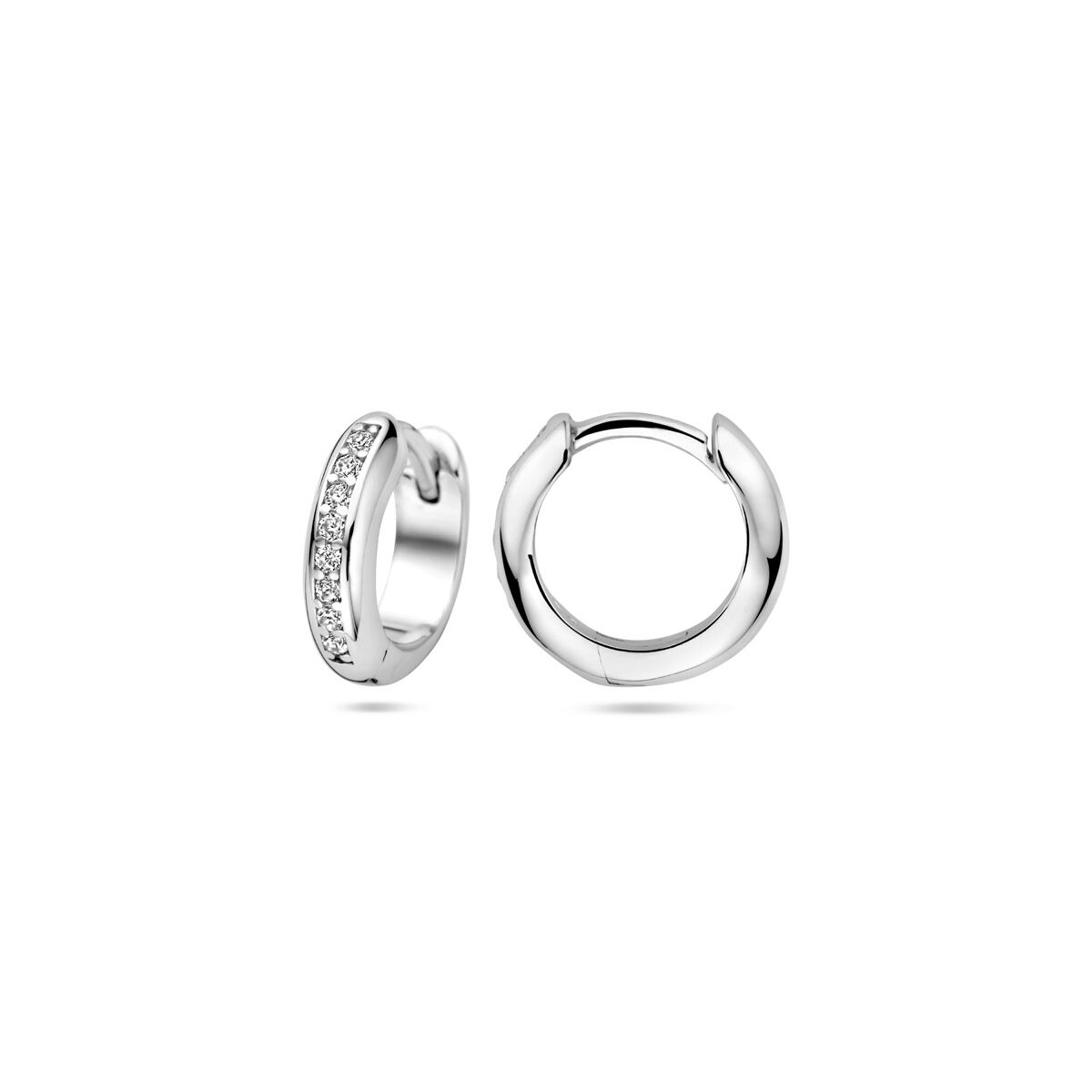 Zilver Gerhodineerd Klapoorringen Zirkonia 12 Mm 1340033